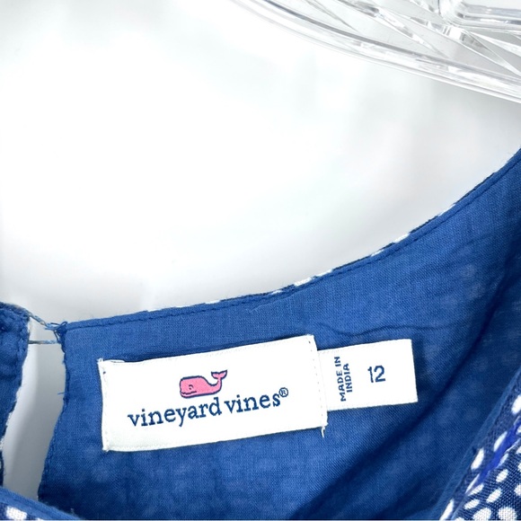 Vineyard Vines Dot Border Print Shift Dress Linen Blend Size 12 - Picture 8 of 11